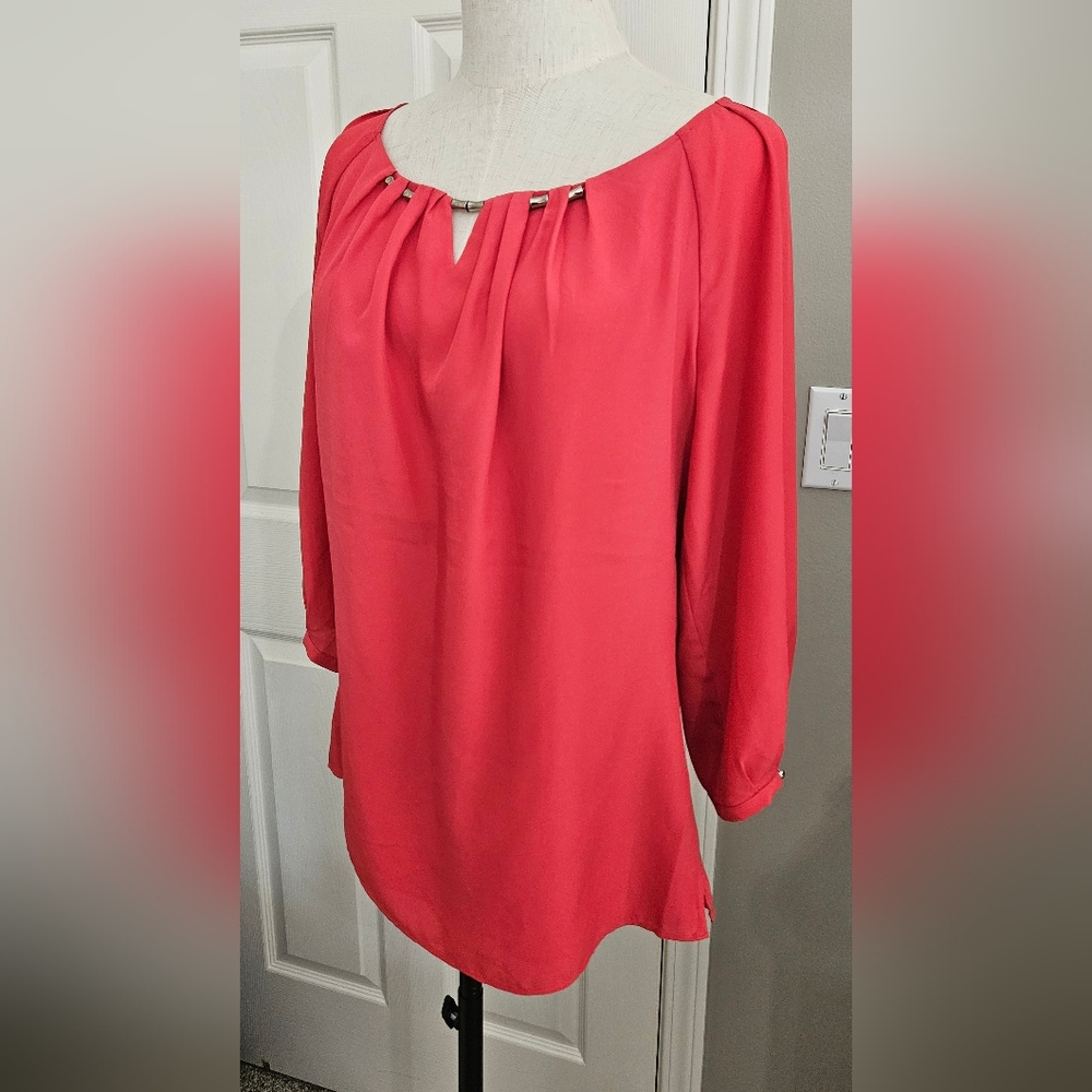 White House Black‎ Market 3/4 Sleeve Pink Top: Size Small